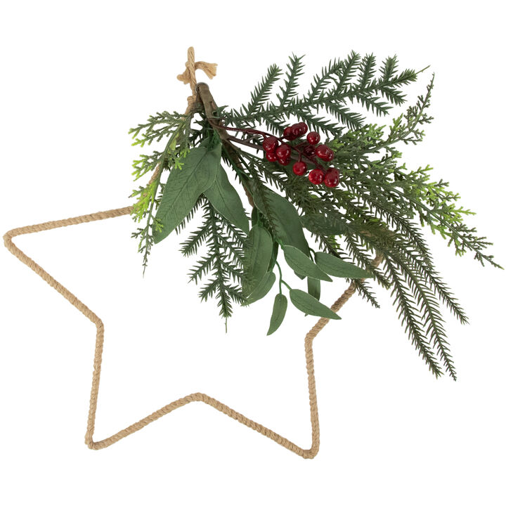 11" Mixed Foliage and Berries Star Hanging Christmas Tree Ornament