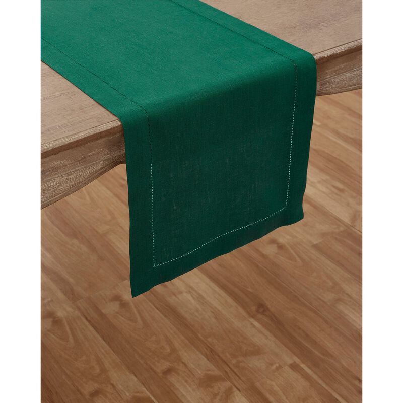 Solino Home Classic Hemstitch 100% Linen Table Runner &ndash; Handcrafted, Machine Washable, Perfect for Holiday and Everyday Dining