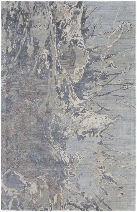 HomeRoots Abstract Hand Tufted Worn Faded Area Rug