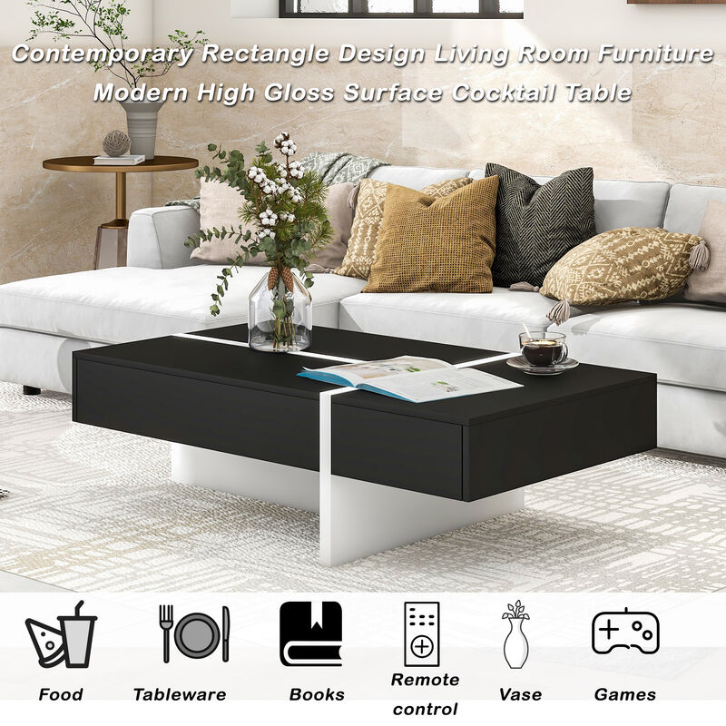 Merax Contemporary Rectangle High Gloss Coffee Table