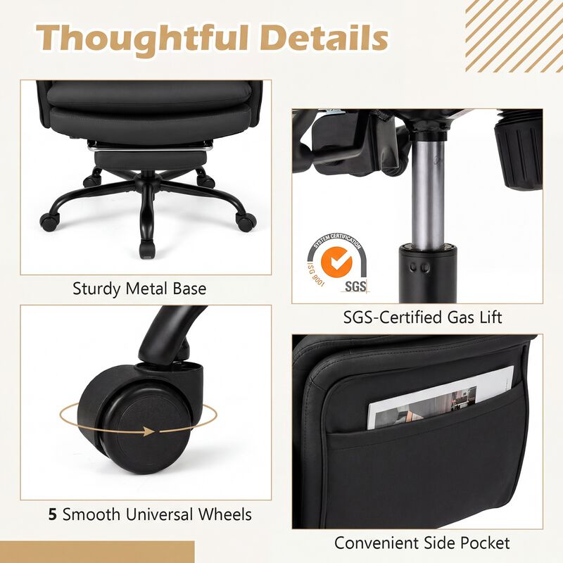 Ergonomic Cross Legged Office Chair Big and Tall with Retractable Footrest image number 3