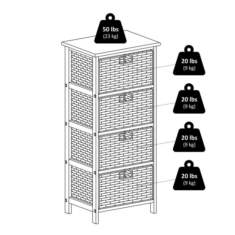 Winsome Wood Omaha Storage Rack with 4 Foldable Baskets image number 4