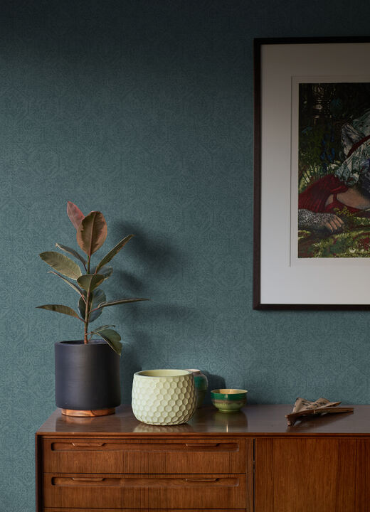 Edsel Blue Geometric Wallpaper
