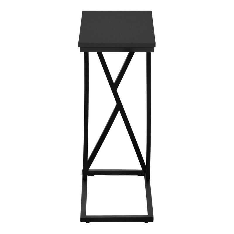 Monarch Specialties I 3247 Accent Table, C-shaped, End, Side, Snack, Living Room, Bedroom, Metal, Laminate, Black, Contemporary, Modern