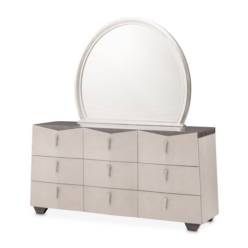 Michael Amini Fantosini Dresser with Mirror - Silver Mist