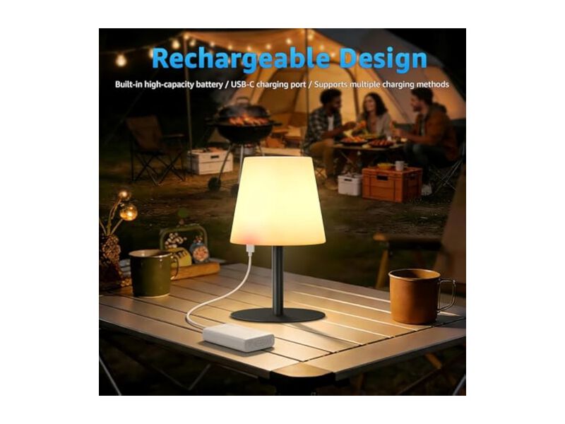 Rechargeable Cordless Waterproof Shower Lamp For Bathroom Patio Outdoor Black image number 3