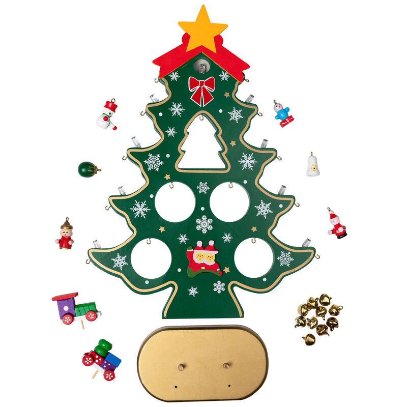11.25" Red and Green Christmas Tree Cut-Out with Miniature Ornaments Tabletop Decoration image number 3