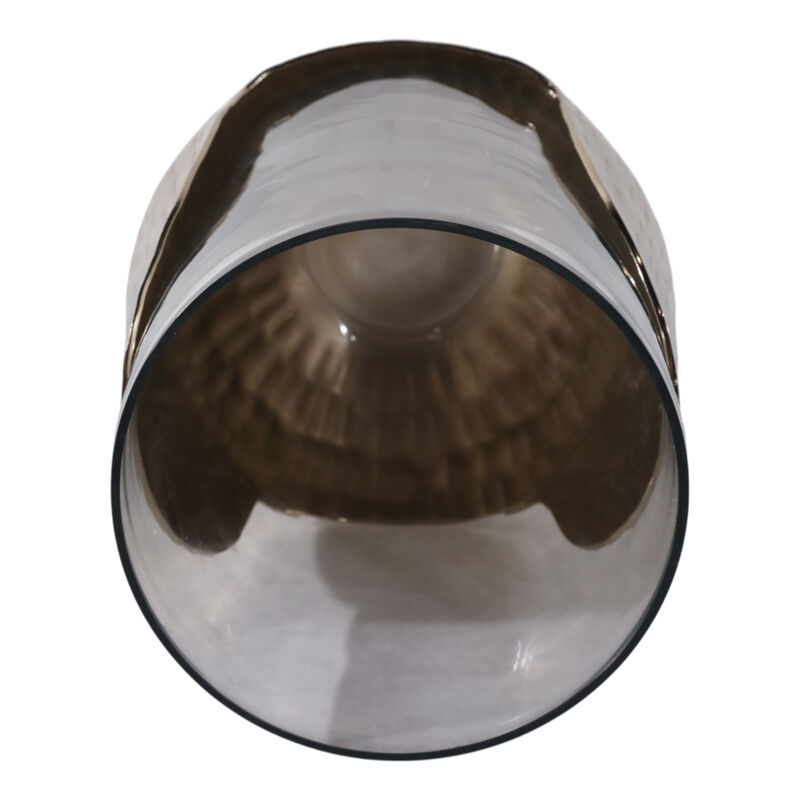 8x5" Metal Base Hurricane Pillar Holder, Gold/ Cle image number 4