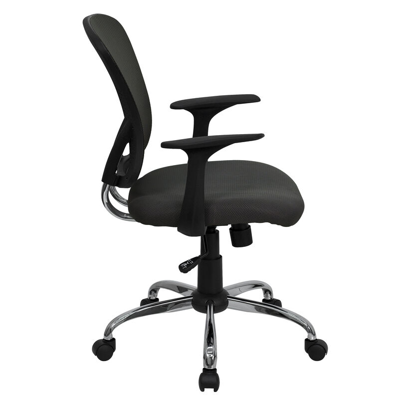 Alfred Mid-Back Dark Gray Mesh Swivel Task Office Chair with Chrome Base and Arms image number 8