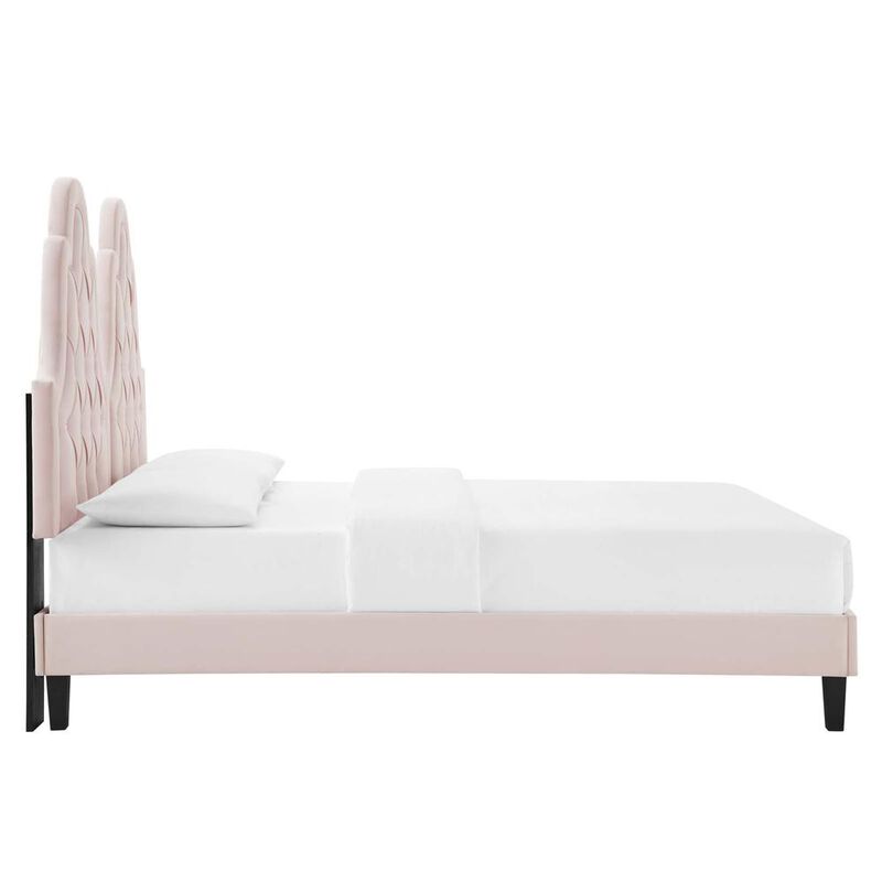 Modway Alexandria Tufted Performance Velvet Twin Platform Bed MOD-6933-PNK image number 3