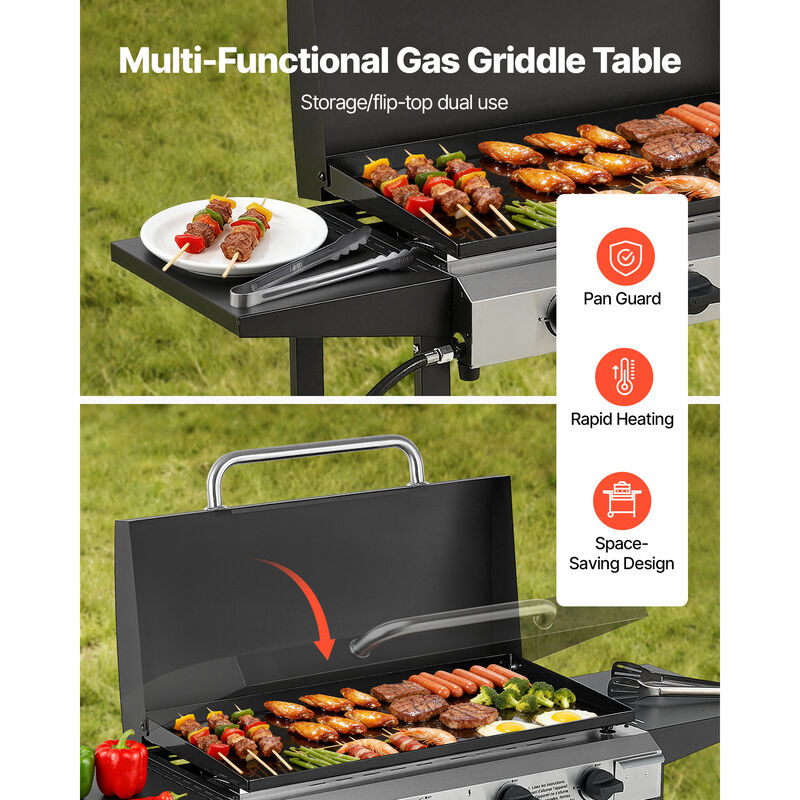 VEVOR Gas Griddle 4-Burner 29 inch Foldable Propane Griddle with Wheels 28000BTU image number 1