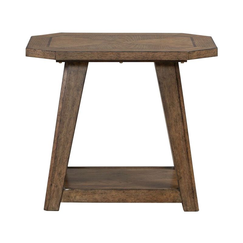 Liberty Furniture Carolina Park Octagonal End Table for Living Room - Amber Brown Oak image number 1