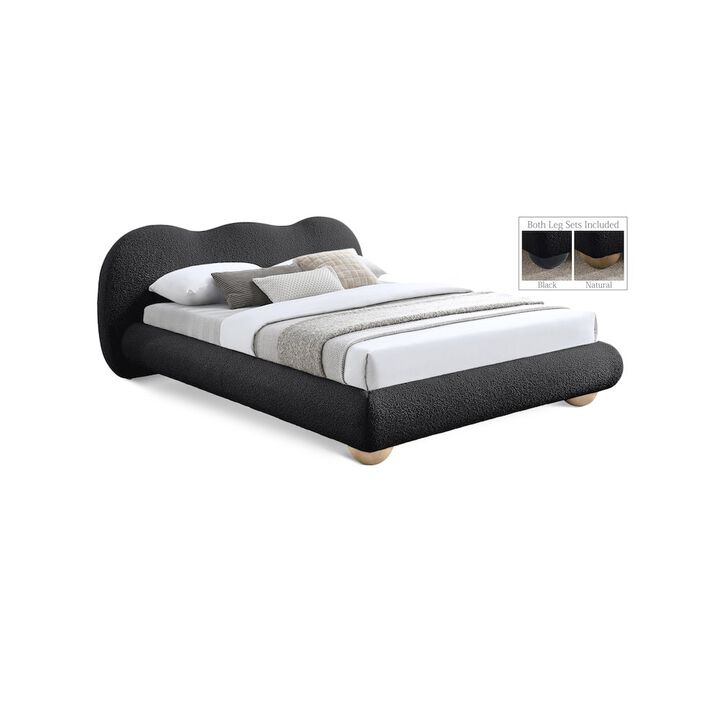 Meridian Furniture Hyde Black Boucle Fabric King Bed