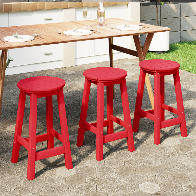 WestinTrends 24" HDPE Outdoor Patio Round Counter Height Bar Stool Set of 3