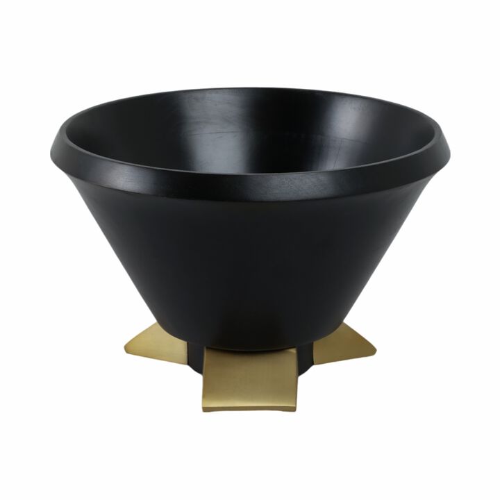 12" Wooden Bowl W/ Metal Legs