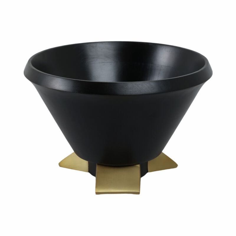 12" Wooden Bowl W/ Metal Legs image number 0