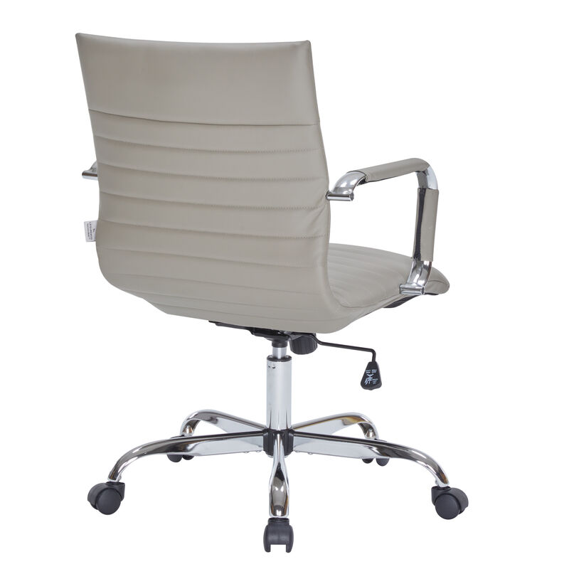 LeisureMod Harris Ergonomic Office Chair, Leather Upholstery with Adjustable Height, Lumbar Support, Swivel and Chrome Base for Home or Office