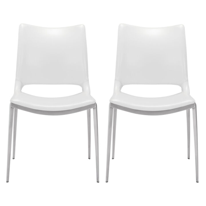 Modern Upholstered Faux Leather Dining Chairs, Set of Two for Dining Room