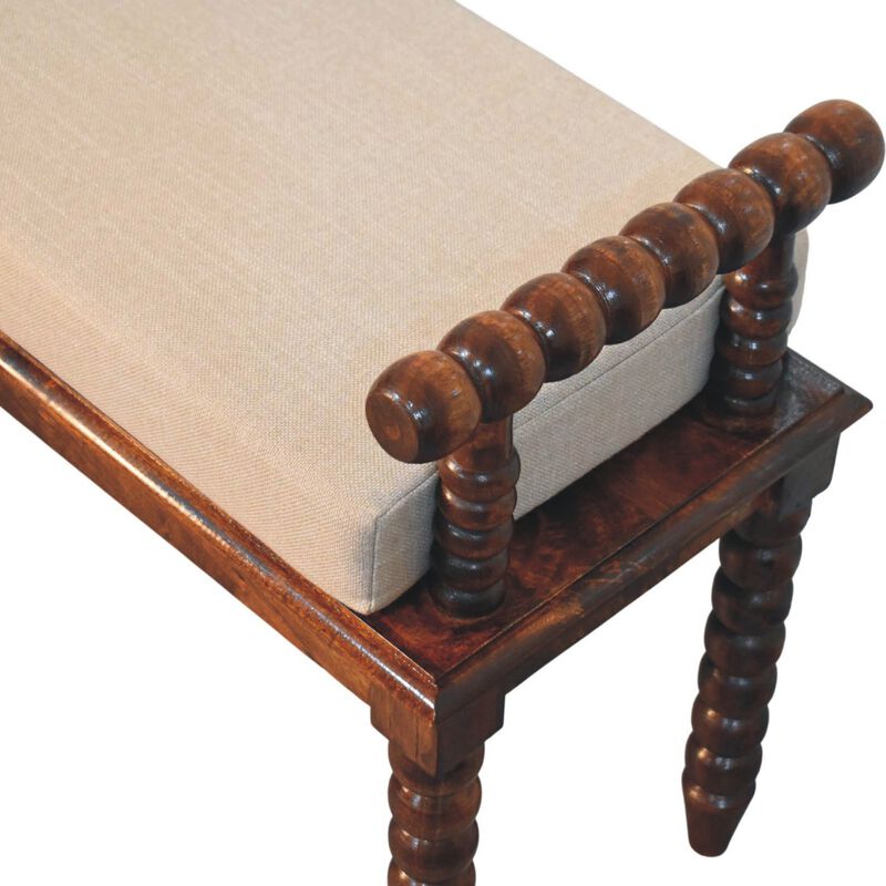 Solid Wood Spindle Cushioned Entryway Bench image number 4