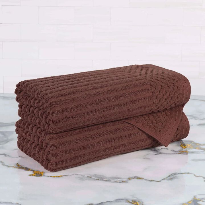 2-Piece Cotton Ribbed Bath Towel Set &ndash; Plush and Quick-Dry