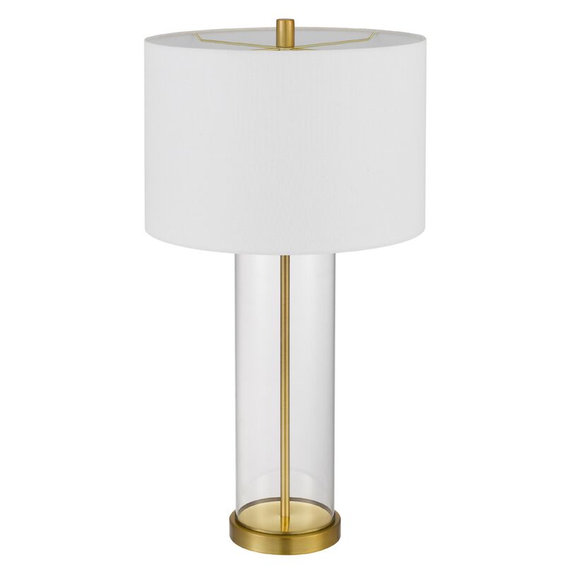 Table Lamp Set of 2, Off White Shade, Round Glass Base, Brass Accents image number 4