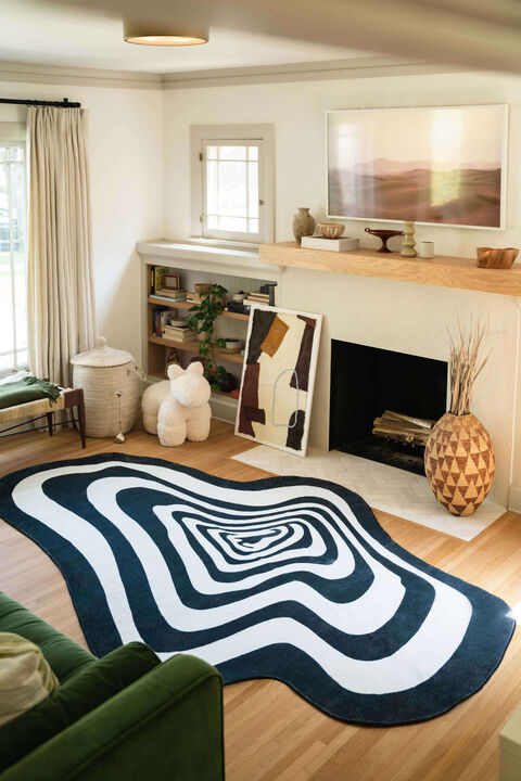 Lany Space 5'x7' Area Rug, Washable Non-Slip Rug, Vertigo Irregular Rug for Living Room