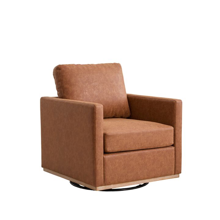 Upholstered Square Swivel Accent Chair and Comfy Accent Single Sofa Chair,Lounge Armchair for Living Room,Bedroom