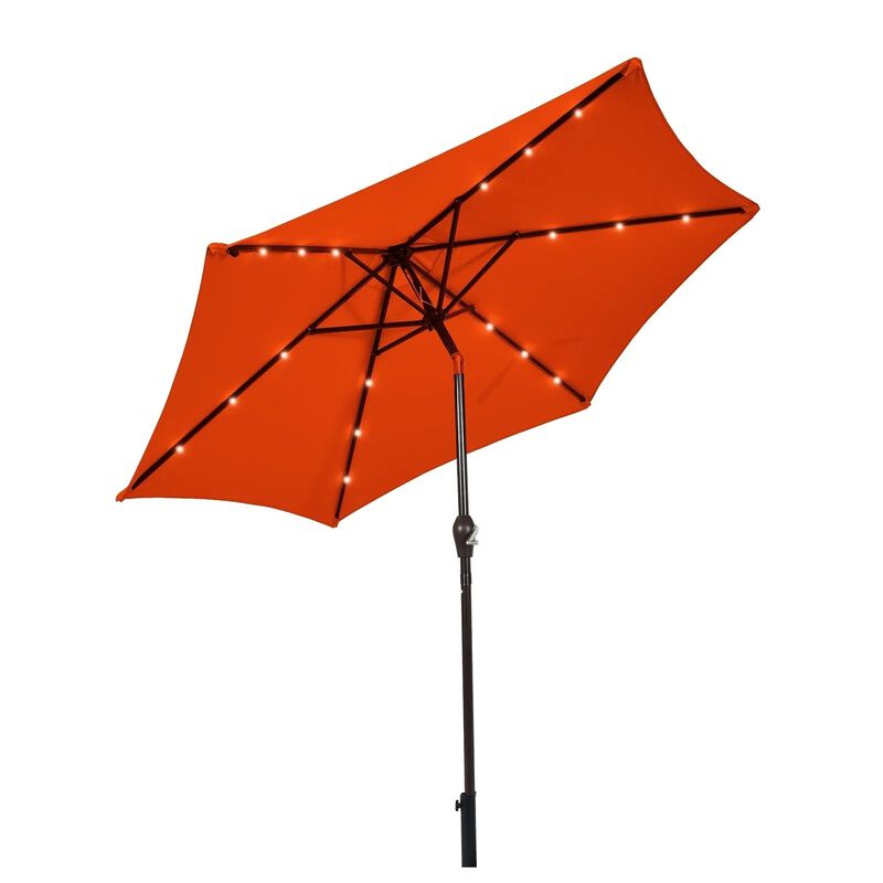 Mondawe 9 Feet Outdoor Patio LED Solar Umbrella with Crank(Base not Included)