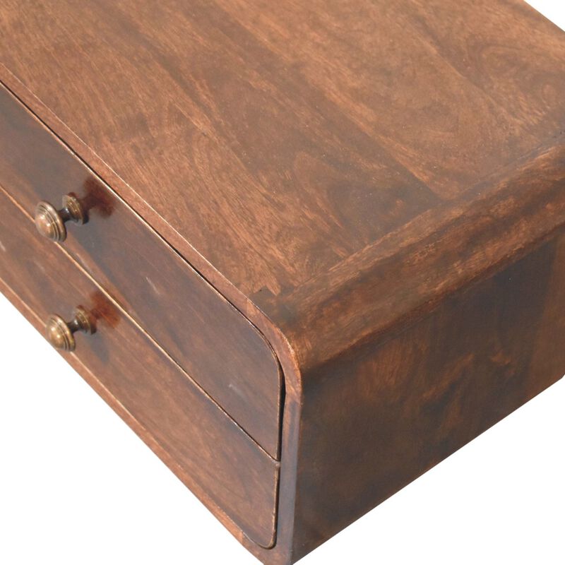 Artisan Furniture Solid Wood Curved California Walnut Wall Mounted Bedside