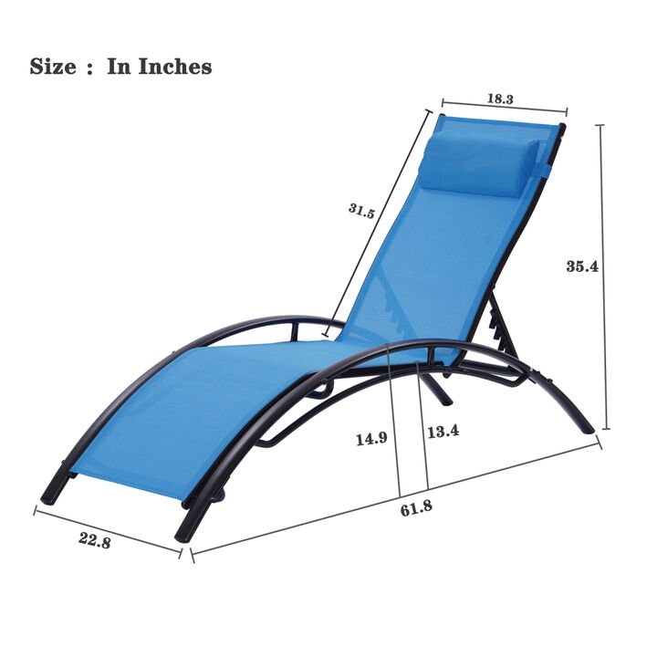 2PCS Set Chaise Lounges Outdoor Lounge Chair Lounger Recliner Chair For Patio Lawn Beach Poolside Sunbathing