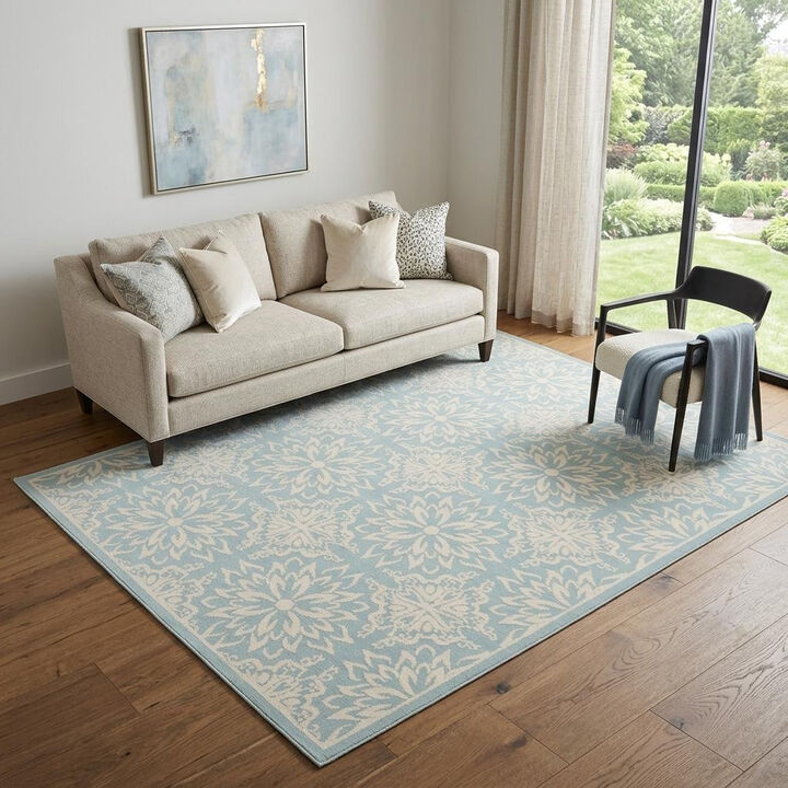 HomeRoots Floral Medallion Power Loom Area Rug