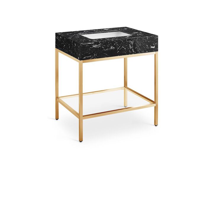 Meridian Furniture Marmo Black Engineered Marble Bathroom Vanity