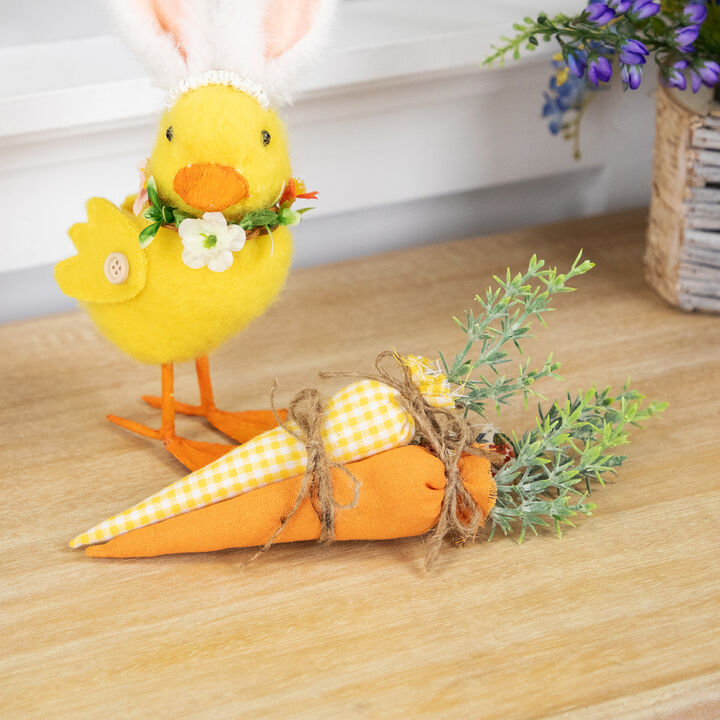 Fabric Carrot Easter Decorations - 9" - Orange and Yellow - Set of 3
