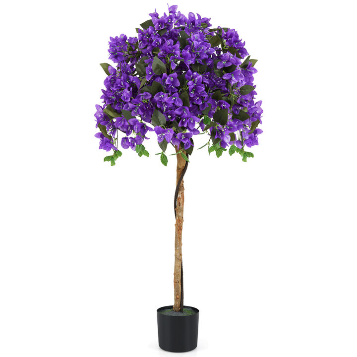 Artificial Azalea Plant with Blooming Flowers in Cement Pot