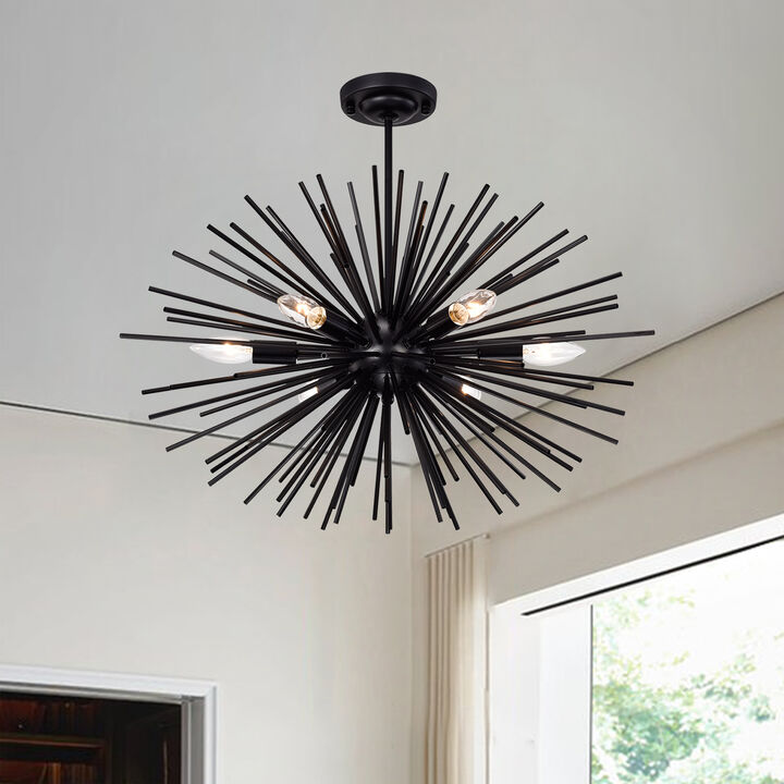 Justa Sputnik Black 6-Light Industrial Chandelier