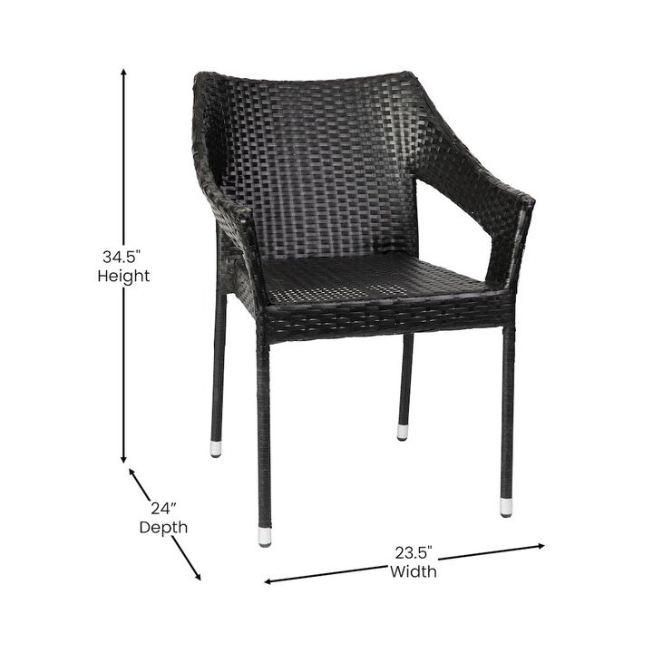 Flash Furniture Modern Stackable Patio Dining Chair with Arms