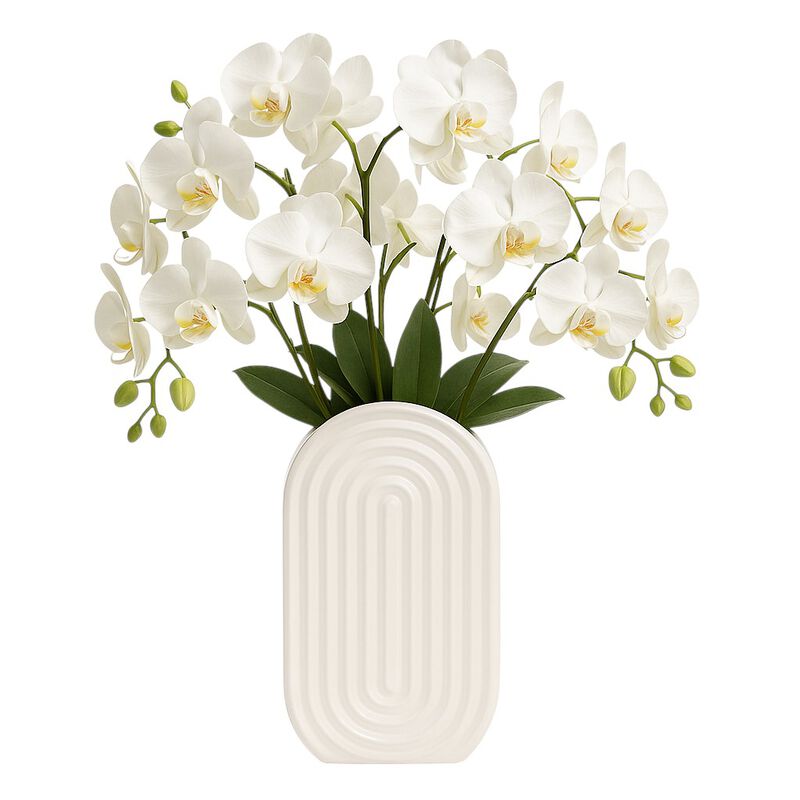 Cer, 11" Oval Ridged Vase image number 1