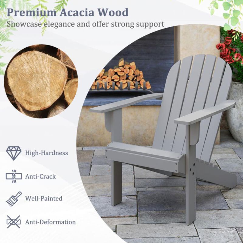 Hivvago Acacia Wood Lounge Patio Adirondack Chair with Inclined Seat