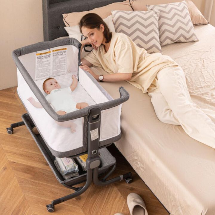 Hivvago Baby Bassinet Bedside Sleeper with 6-Level Adjustable Height