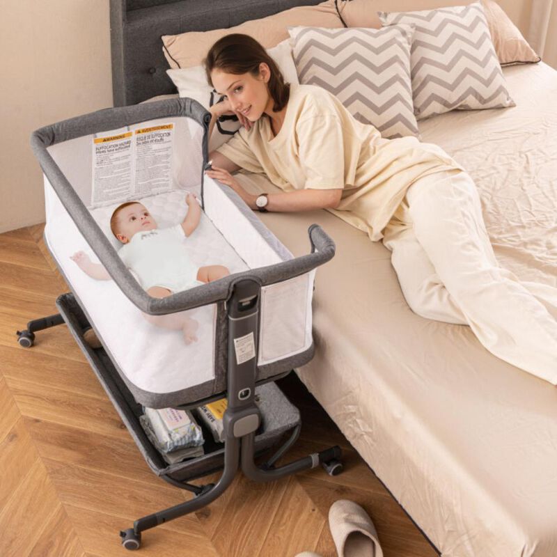 Hivvago Baby Bassinet Bedside Sleeper with 6-Level Adjustable Height