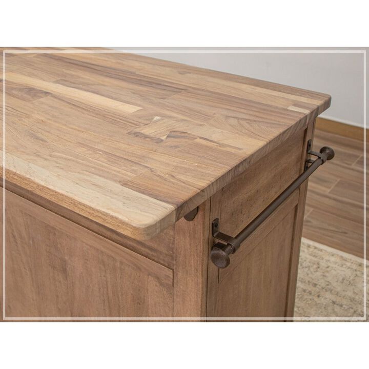 Crafters and Weavers Natural Parota Wood Kitchen Island with Overhang