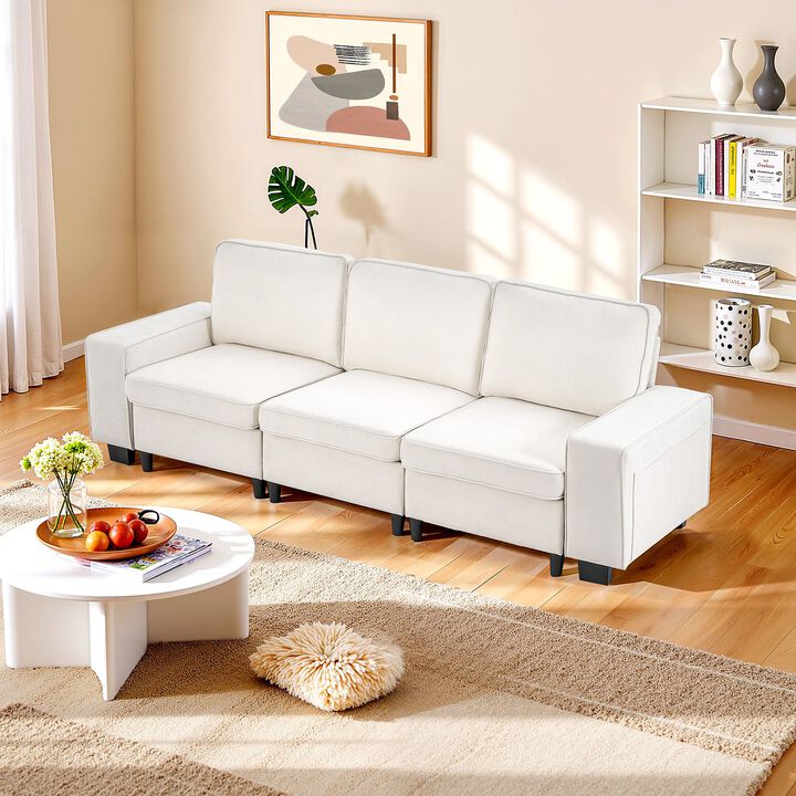 Modern 3-Seater Modular Sofa, Comfy Deep Seat Couch with Storage for Living Room