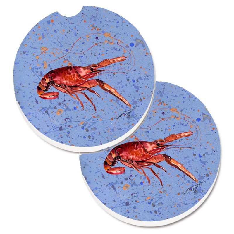 Caroline's Treasures Crawfish Set of 2 Cup Holder Car Coasters 8458CARC, 2.56, Multicolor
