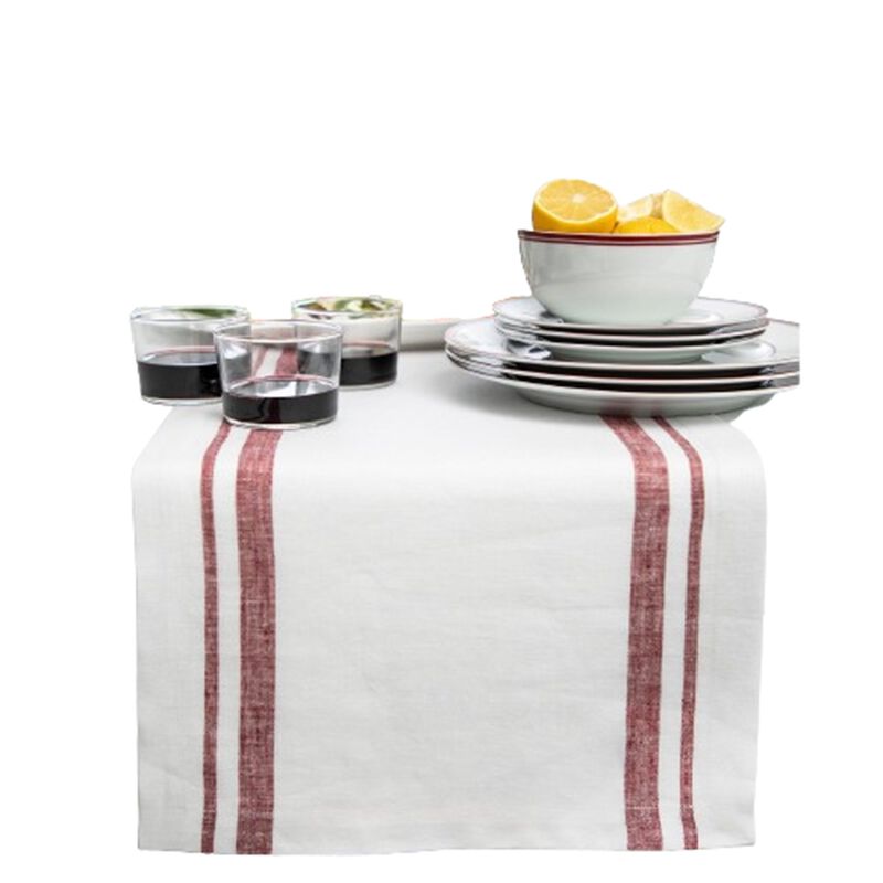 Solino Home 100% Pure Linen Table Runner - French Stripe