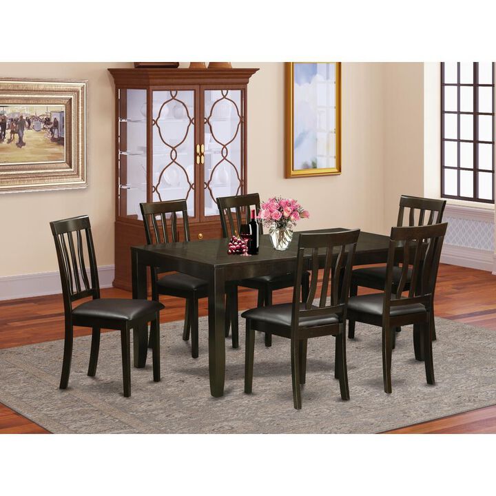 7 PC Dining room set-Dining Table with Leaf and 6 Dining Chairs