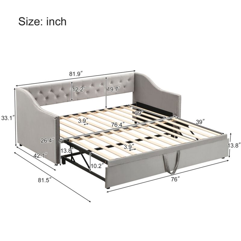 Musvi Pop Up Trundle Upholstered Daybed image number 9