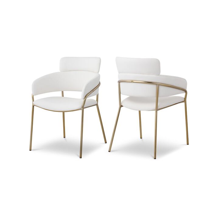 Meridian Furniture Yara Cream Vegan Leather Dining Chair, Set of 2