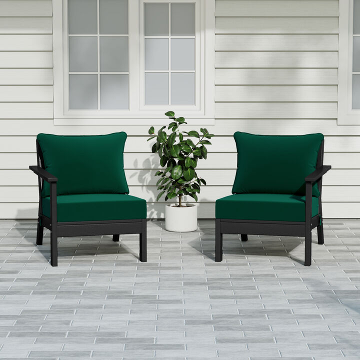 Outdoor Patio HDPE Loveseat Sofa with Patio Cushions