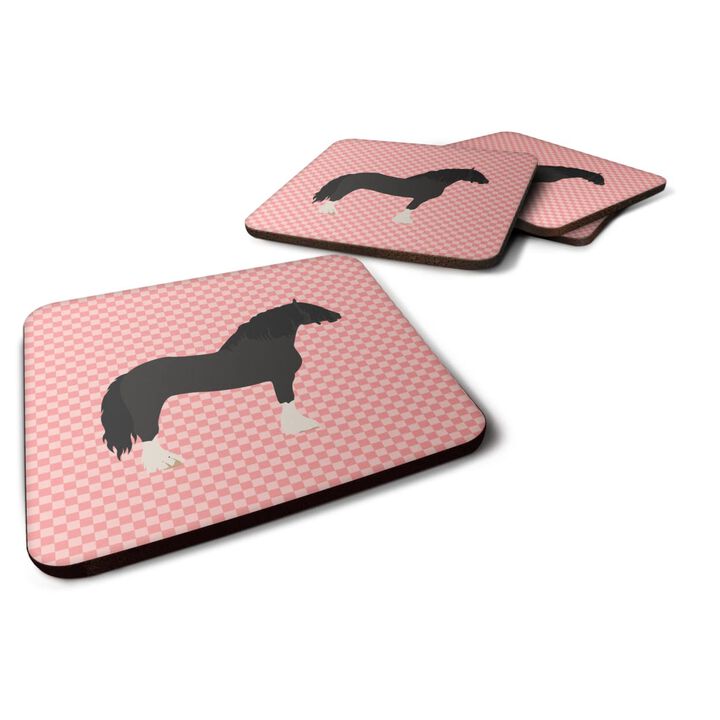 Caroline's Treasures Pomeranian Rogener Goose Pink Check Decorative Coasters, 3.5, Multicolor