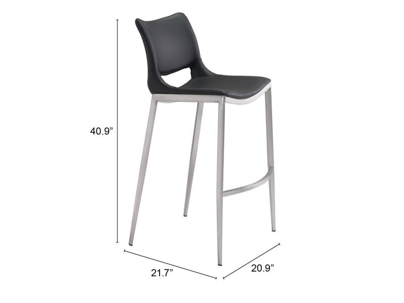 Ace Barstool (Set of 2) Black & Silver